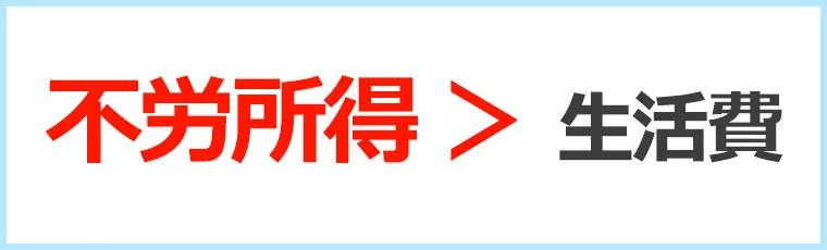 不労所得が生活費を上回ることを示す図表